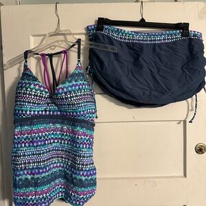 Free Country Teal and Purple Swimwear